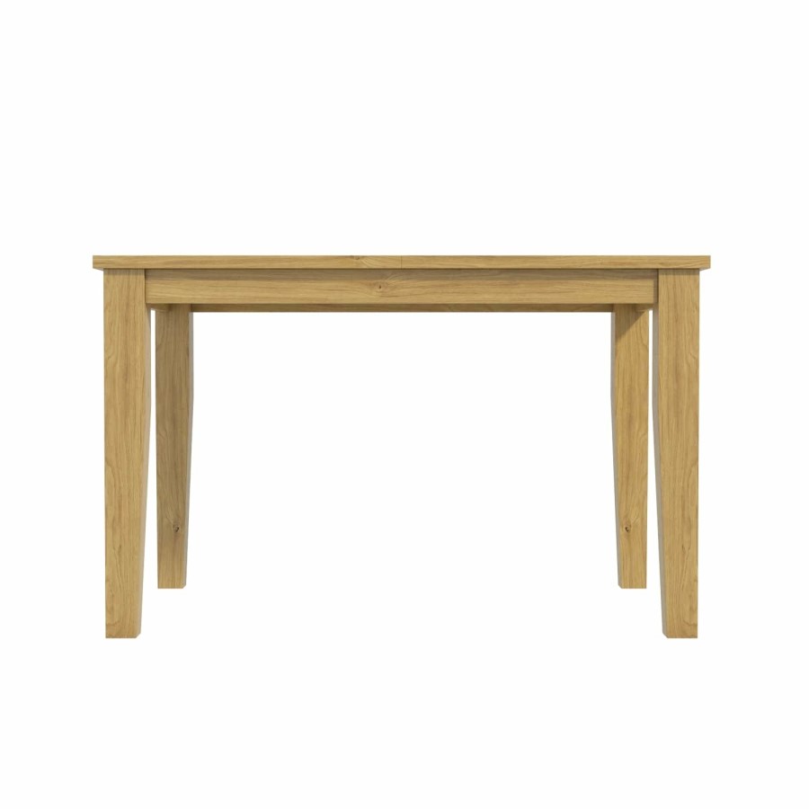 New Haven Oak Extendable Dining Set with 4 Wooden Chairs in Cream Fabric