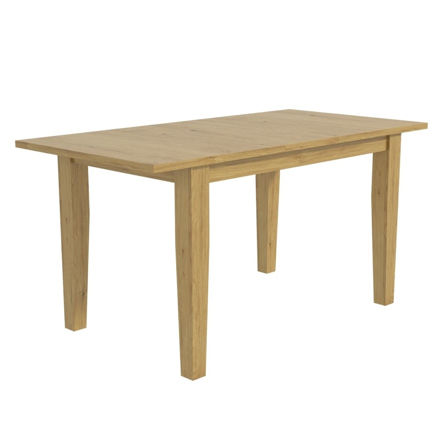 New Haven Oak Extendable Dining Set with 4 Wooden Chairs in Cream Fabric