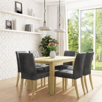 New Haven Extending Dining Table Set + 6 Grey Velvet Chairs