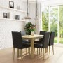 New Haven Oak Extendable Dining Set with 6 Black Leather Dining Chairs