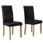 New Haven Oak Extendable Dining Set with 6 Black Leather Dining Chairs