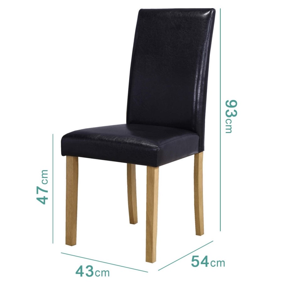 New Haven Oak Extendable Dining Set with 6 Black Leather Dining Chairs