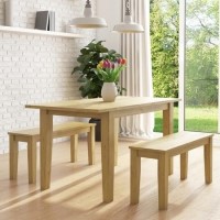 New Haven Oak Extendable Dining Table with 2 Dining Benches in Light Oak New Haven Oak Extendable Dining Table with 2 Dining Benches in Light Oak