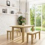 New Haven Oak Extendable Dining Table with 2 Dining Benches in Light Oak