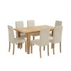 Oak Extendable Dining Table &amp; 6 Cream Velvet Chairs - New Haven