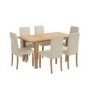 Oak Extendable Dining Table & 6 Cream Velvet Chairs - New Haven