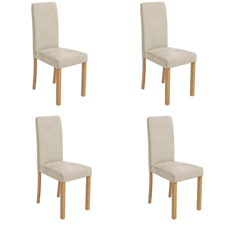 4 New Haven Velvet Cream Dining Chairs