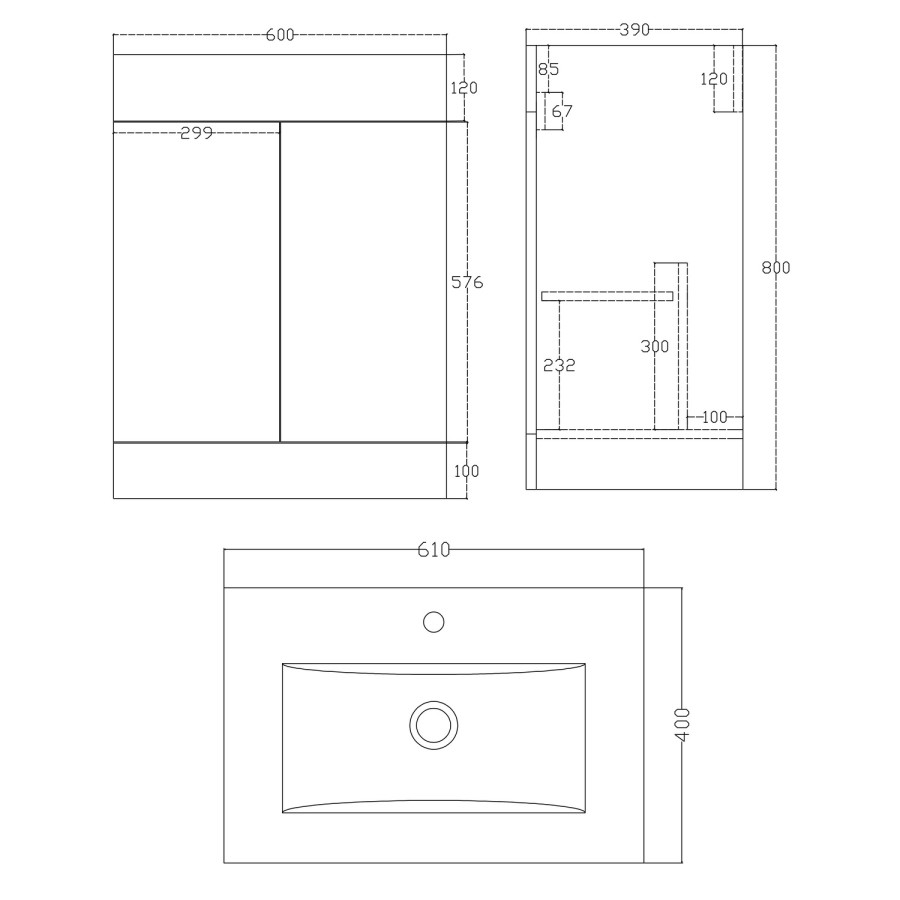 Anya Floorstanding Vanity Unit with Basin - 2 Door - White Gloss