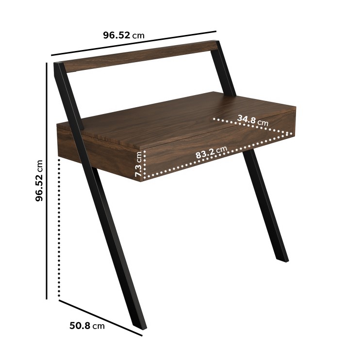 Walnut Wall Mounted Leaning Desk with Drawer & Cream Boucle Office Chair - Nico - Lulu