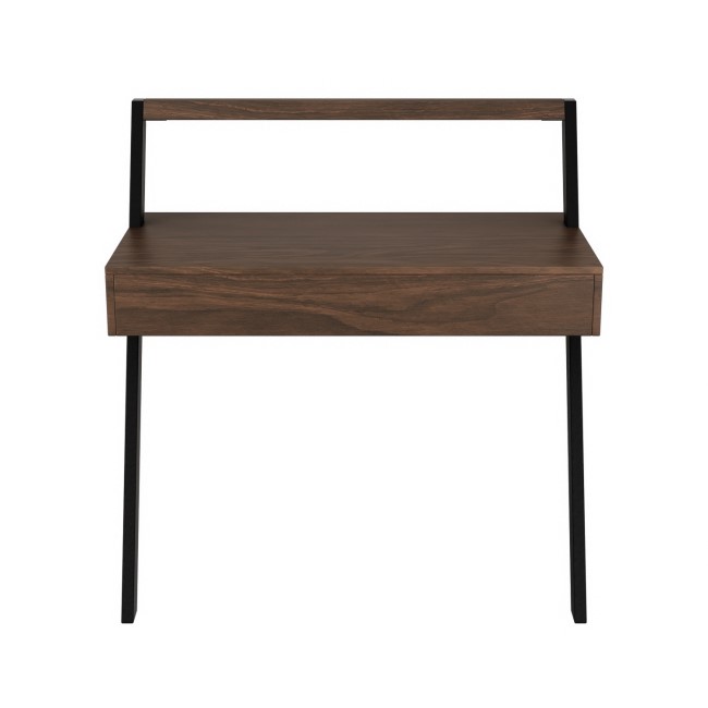 Walnut & Grey Velvet Office Leaning Desk and Chair Set - Nico