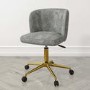 Walnut Brown Wall Mounted Leaning Desk & Grey Faux Sheepskin Teddy Office Swivel Chair - Nico - Rowan