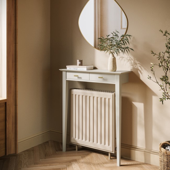 Extra Small & Narrow Taupe Radiator Cover with Brass Handles - 75cm - Noa