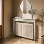 Small & Narrow Beige Radiator Cover with Brass Handles - Noa