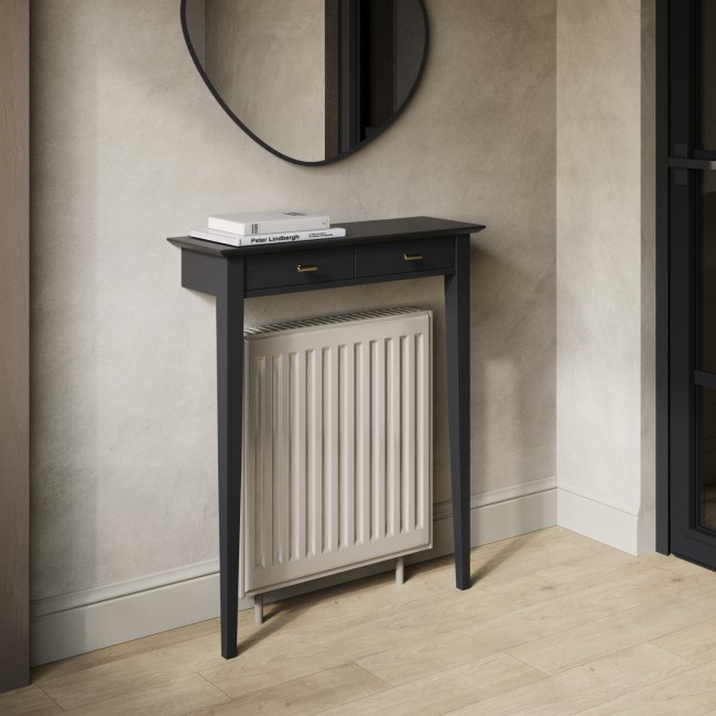 Extra Small & Narrow Black Radiator Cover with Brass Handles -75cm - Noa