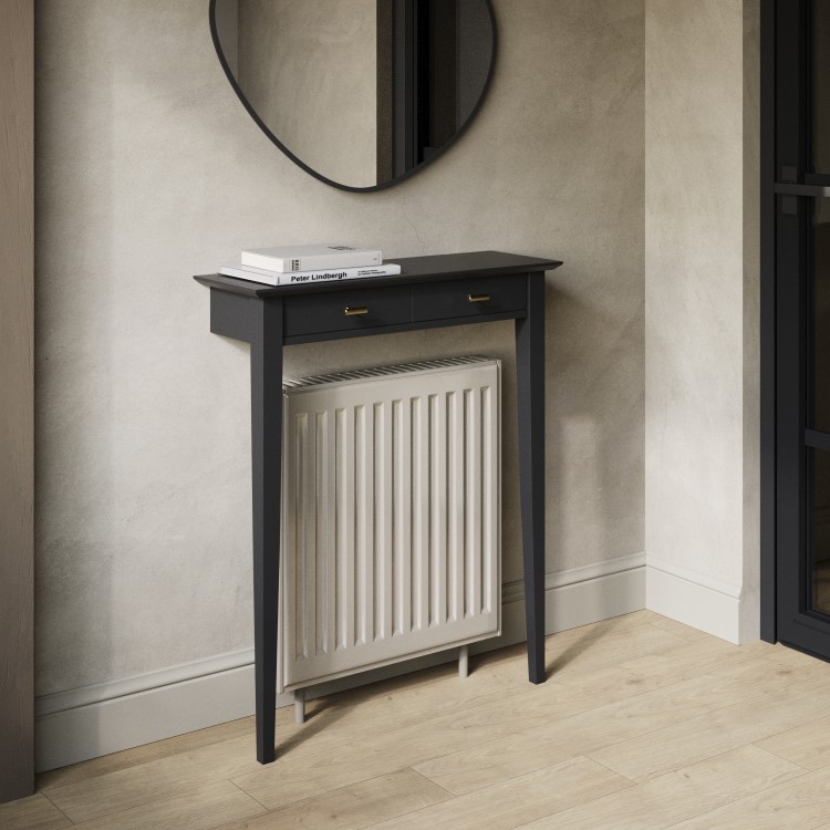 Extra Small & Narrow Black Radiator Cover with Brass Handles -75cm - Noa