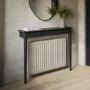 Small & Narrow Black Radiator Cover with Brass Handles -115cm - Noa