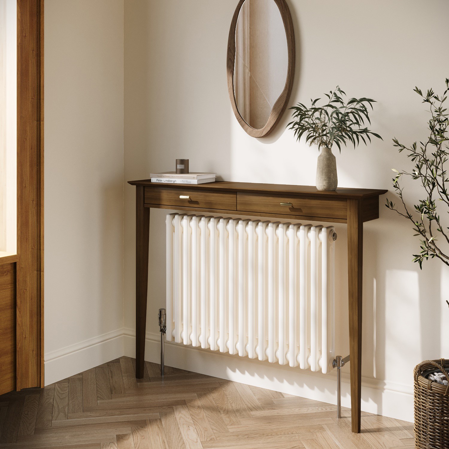 Small & Narrow Walnut Radiator Cover - 115cm - Noa - Furniture123