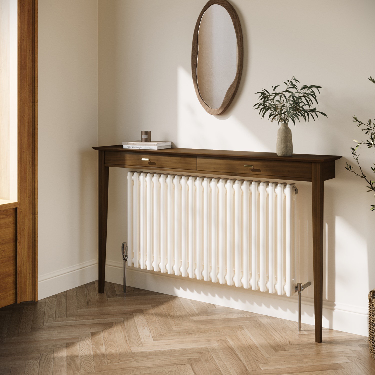 Large & Narrow Walnut Radiator Cover - 150cm - Noa - Furniture123