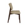 Set of 4 Beige Faux Leather Dining Chairs with Walnut Legs - Greta