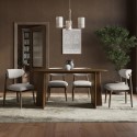 BUN/NOOR001/102038 Walnut Dining Table Set with 4 Beige Upholstered Dining Chairs - Seats 4 - Noor