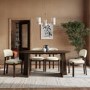 Rectangular Walnut Dining Table Set with 4 Cream Upholstered Chairs - Seats 4 - Noor