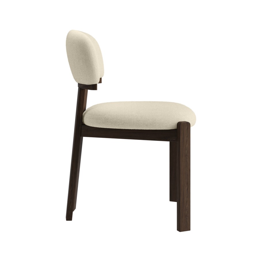 Large Rectangular Walnut Dining Table Set with 6 Cream Upholstered Chairs - Seats 6 - Noor