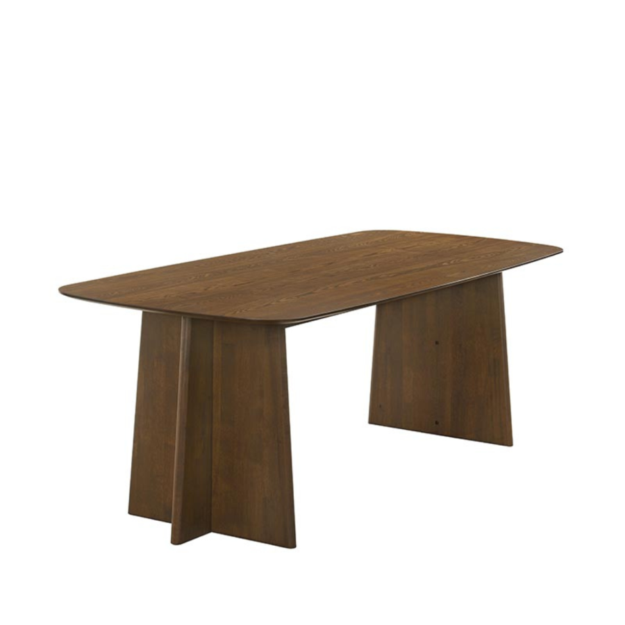 Large Rectangular Walnut Dining Table Set with 6 Cream Upholstered Chairs - Seats 6 - Noor