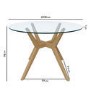 Round Solid Oak Glass Top Dining Table with 4 Cream Faux Leather Dining Chairs - Nori