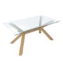 Glass Dining Table Set with 4 Tan Faux Leather Chairs - Seats 4 - Nori