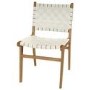 Glass Dining Table Set with 6 Cream Faux Leather Chairs - Seats 6 - Nori