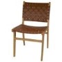 Rectangle Solid Oak Glass Top Dining Table with 6 Tan Faux Leather Dining Chairs - Nori