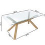 Rectangle Solid Oak Glass Top Dining Table with 6 Tan Faux Leather Dining Chairs - Nori