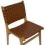 Rectangle Solid Oak Glass Top Dining Table with 6 Tan Faux Leather Dining Chairs - Nori