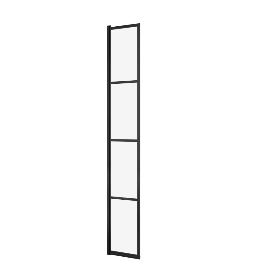 1000mm Black Grid Shower Screen for Wet Room & Walk In Shower with 300mm Hinged Panel - Nova