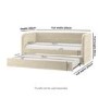 Beige Velvet Ribbed Day Bed with Trundle with Mattresses Included - Newton
