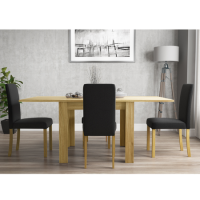 New Town Extendable Oak Effect Dining Set with 4 Charcoal Grey Fabric Chairs