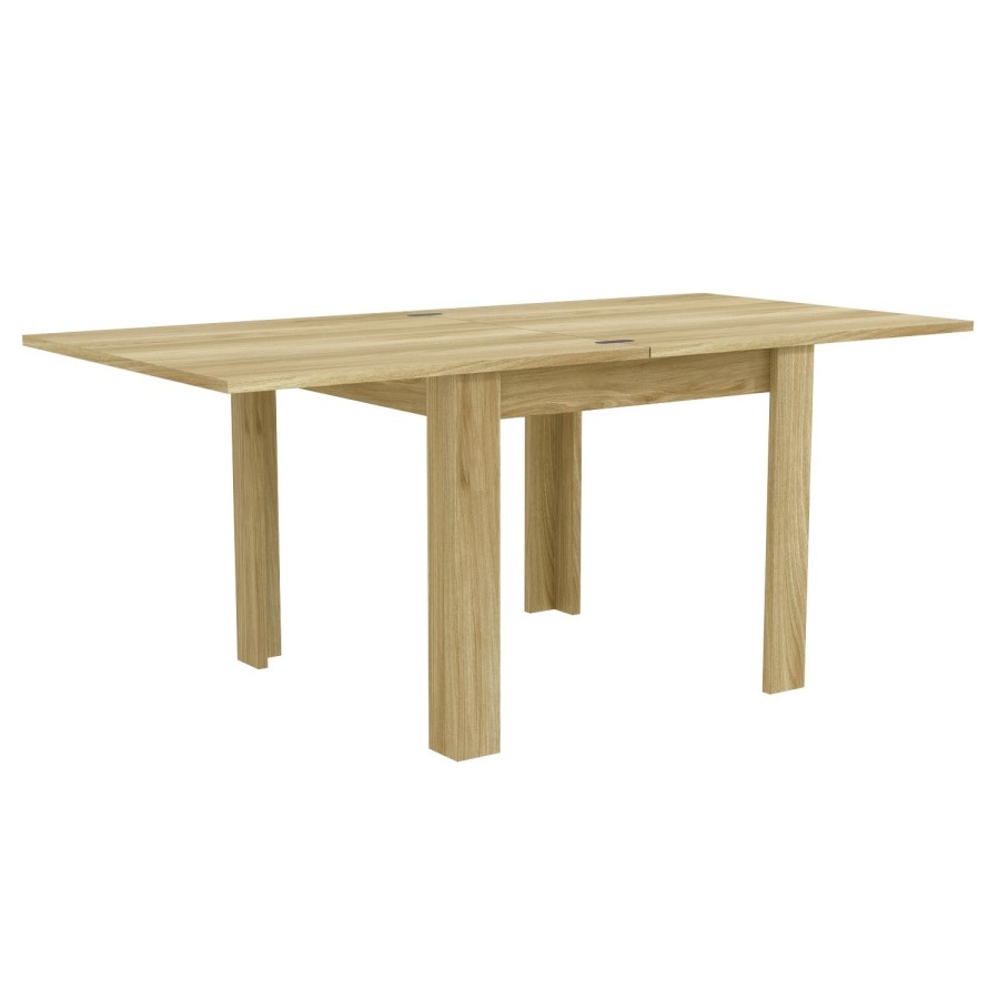 New Town Extendable Oak Effect Dining Set with 4 Charcoal Grey Fabric Chairs