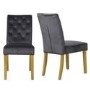 New Town Flip Top Solid Oak Dining Table with 4 Grey Velvet Dining Chairs