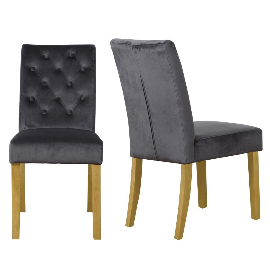 New Town Flip Top Solid Oak Dining Table with 4 Grey Velvet Dining Chairs