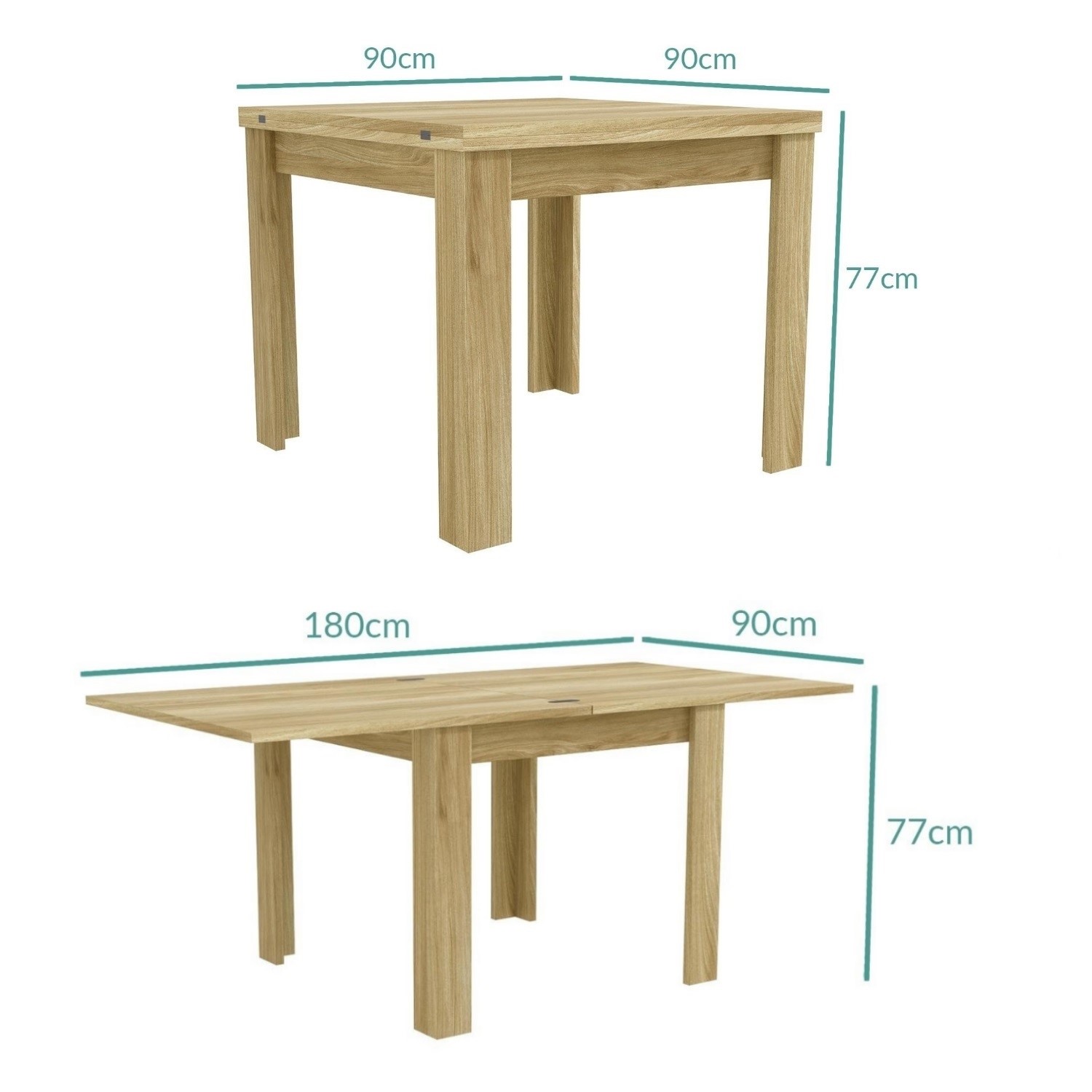 New Town Extendable Oak Dining Table with 2 New Haven Grey Dining