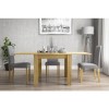 New Town Extendable Oak Dining Table with 4 x New Haven Grey Fabric Dining Chairs