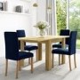 Extendable Oak Dining Table & 4 Blue Velvet Chairs - New Haven