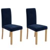 Extendable Oak Dining Table &amp; 4 Blue Velvet Chairs - New Haven