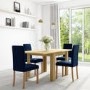 Extendable Oak Dining Table & 4 Blue Velvet Chairs - New Haven