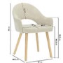 Flip Top Oak Dining Table with 4 Beige Fabric Dining Chairs - New Town