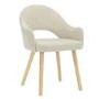Flip Top Oak Dining Table with 4 Beige Fabric Dining Chairs - New Town