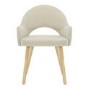 Flip Top Oak Dining Table with 4 Beige Fabric Dining Chairs - New Town