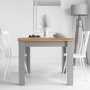 New Town Flip Top Grey & Oak Dining Table & Chair Set with 2 White Chairs