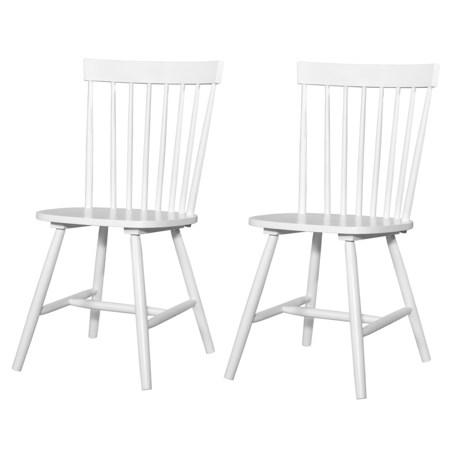 Carolina White Spindled Back Solid Wood Pair of Dining Chairs
