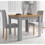 New Town Extendable Grey/Natural Dining Set with 2 Chairs in Grey Fabric